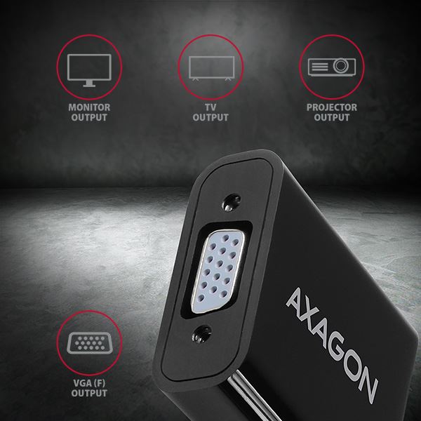 Kabl AXAGON RVH-VGAN, HDMI -> VGA Reduction / Adapter, FullHD, Audio OUT