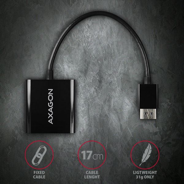 Kabl AXAGON RVH-VGAN, HDMI -> VGA Reduction / Adapter, FullHD, Audio OUT