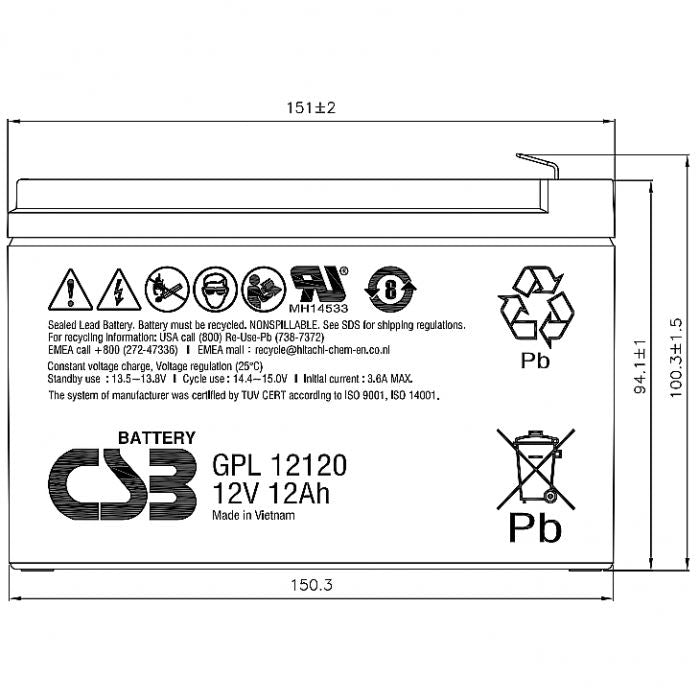 Baterija za UPS CSB baterija GPL 12120 (F2)