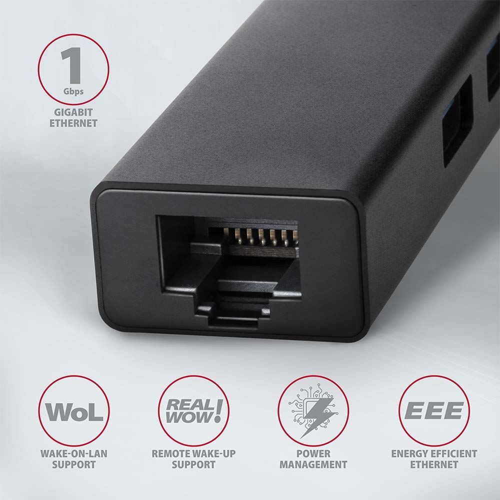 Adapter USB HUB AXAGON HMA-CR3A 3x USB-A + Gigabit LAN, 20cm