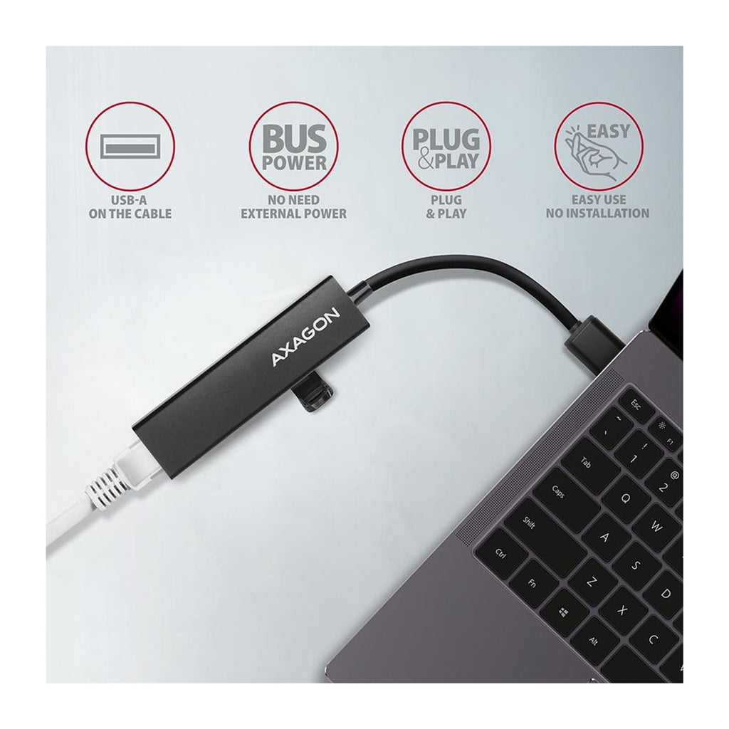 Adapter USB HUB AXAGON HMA-CR3A 3x USB-A + Gigabit LAN, 20cm