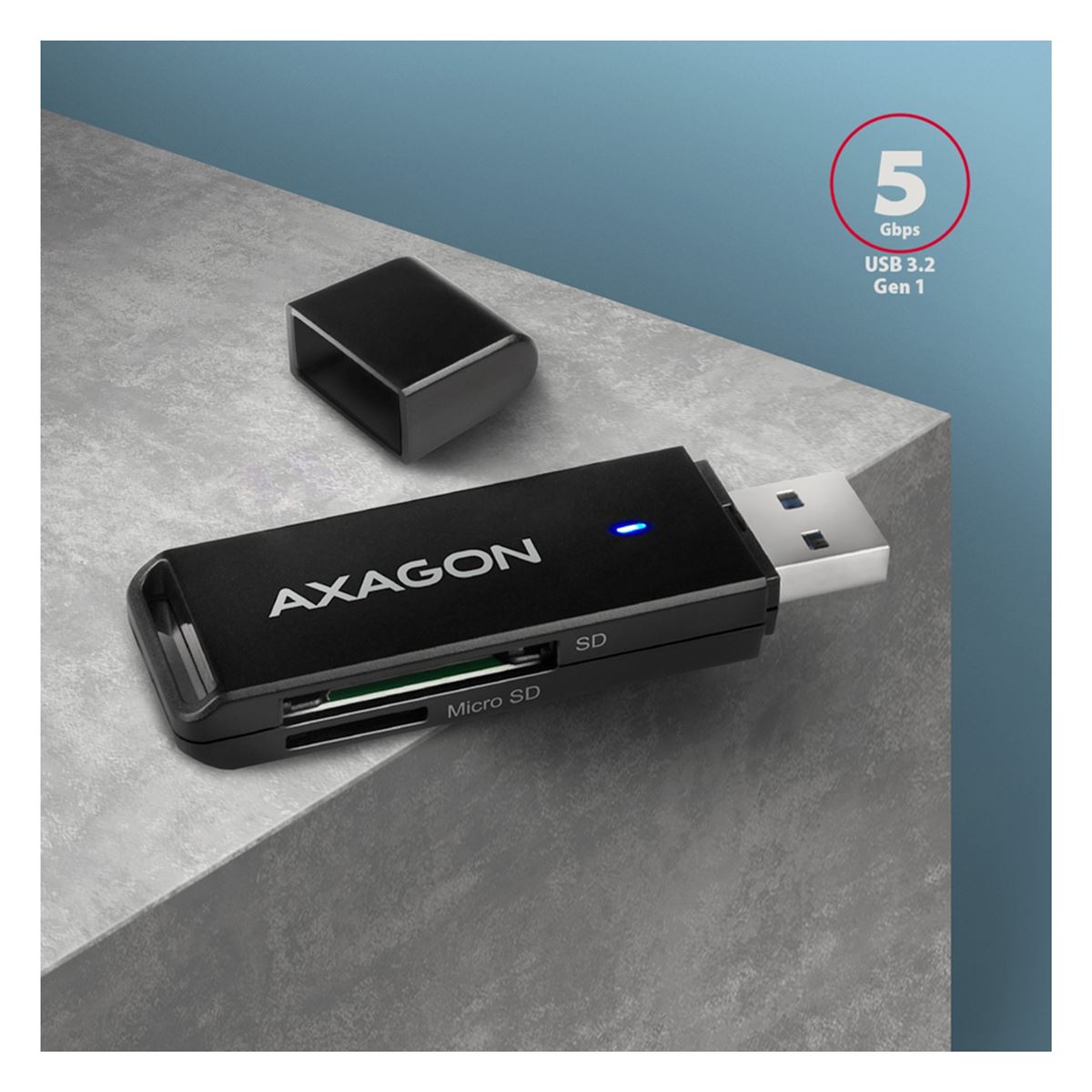 Čitač kartica Axagon USB 3.2Gen1, SD, MicroSD, CRE-S2N, AXA
