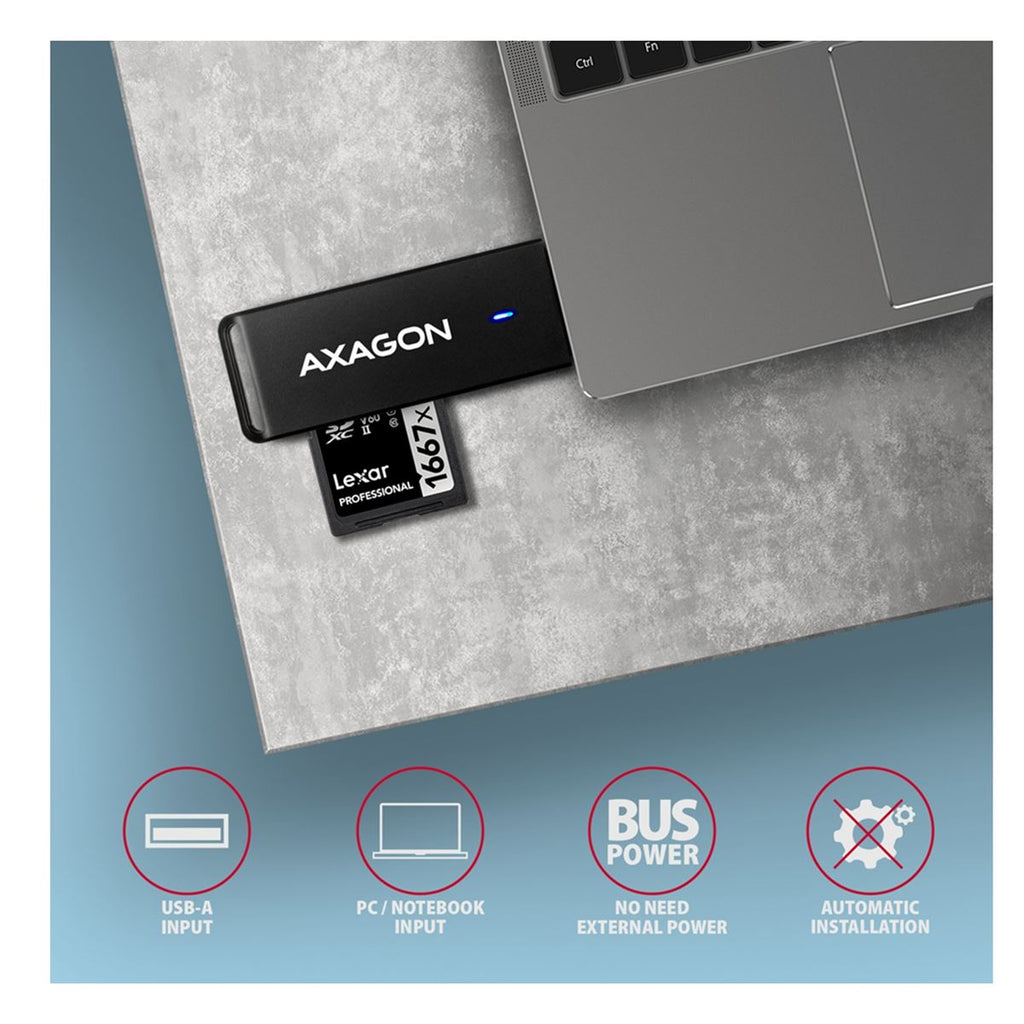 Čitač kartica Axagon USB 3.2Gen1, SD, MicroSD, CRE-S2N, AXA