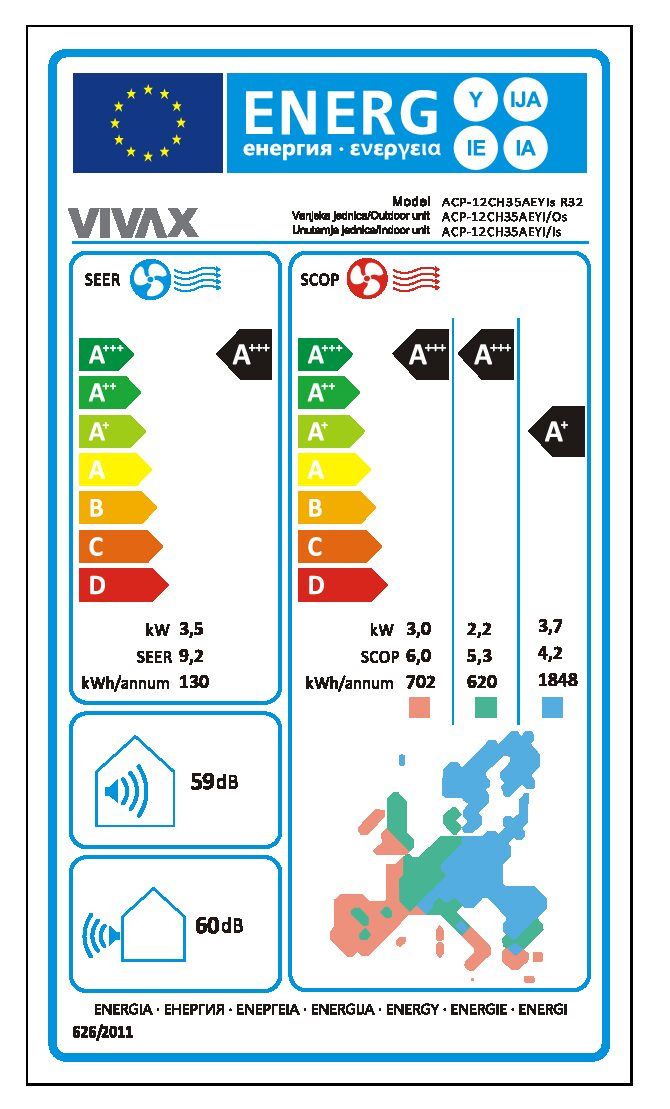 Klima uređaj VIVAX COOL, ACP-12CH35AEYIs R32