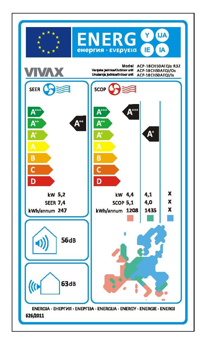 VIVAX COOL, klima uređaji, ACP-18CH50AEQIs R32