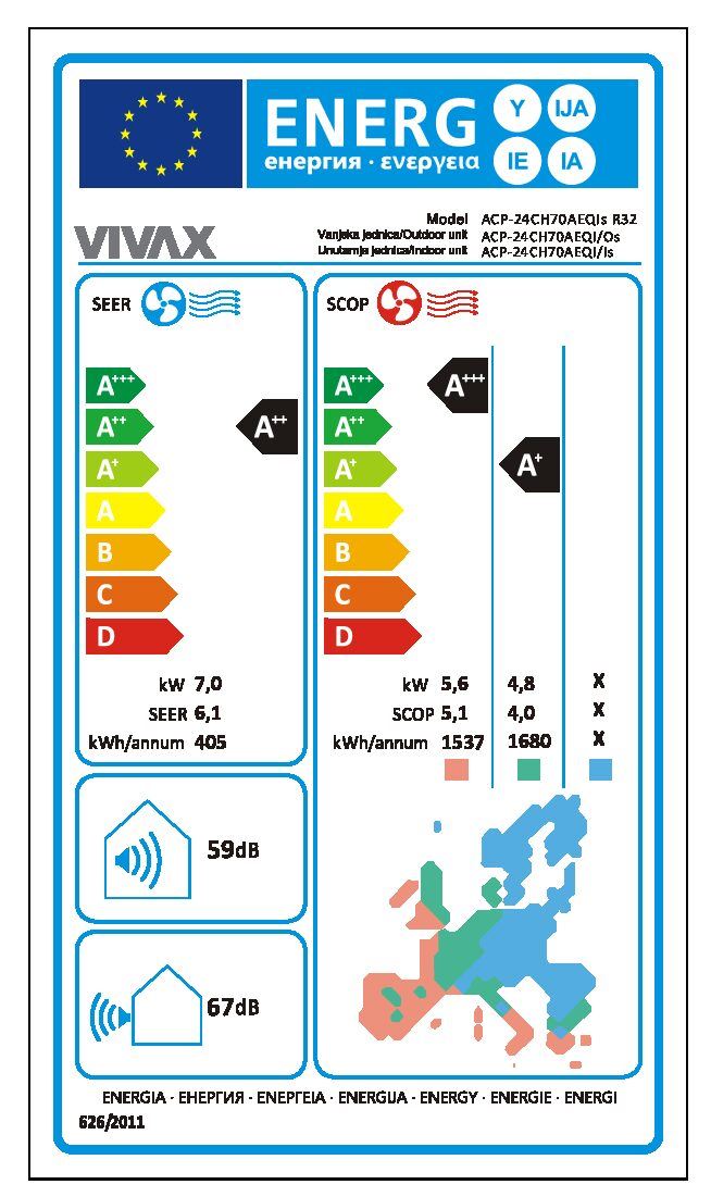 VIVAX COOL, klima uređaji, ACP-24CH70AEQIs R32