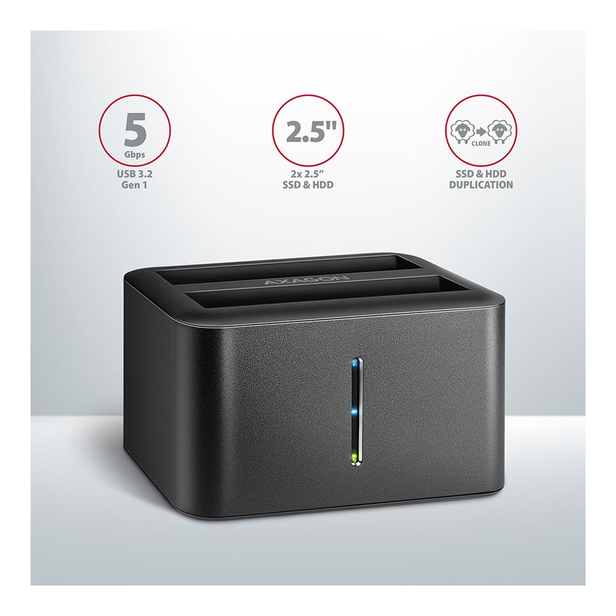 Ladica za disk Axagon Dock mini 2.5" HDD/SSD x2