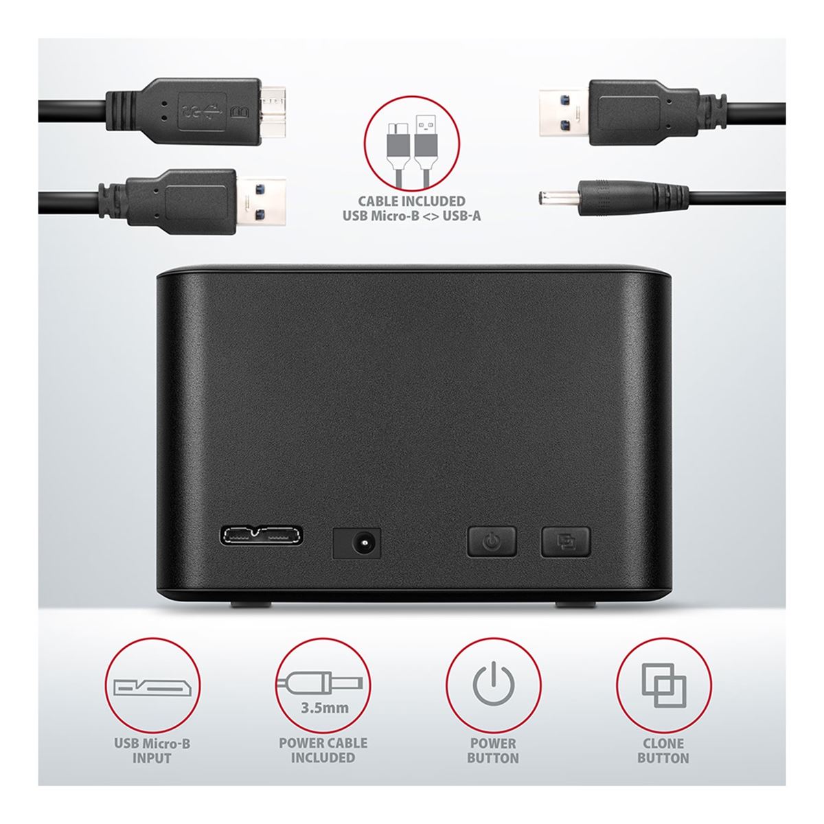 Ladica za disk Axagon Dock mini 2.5" HDD/SSD x2