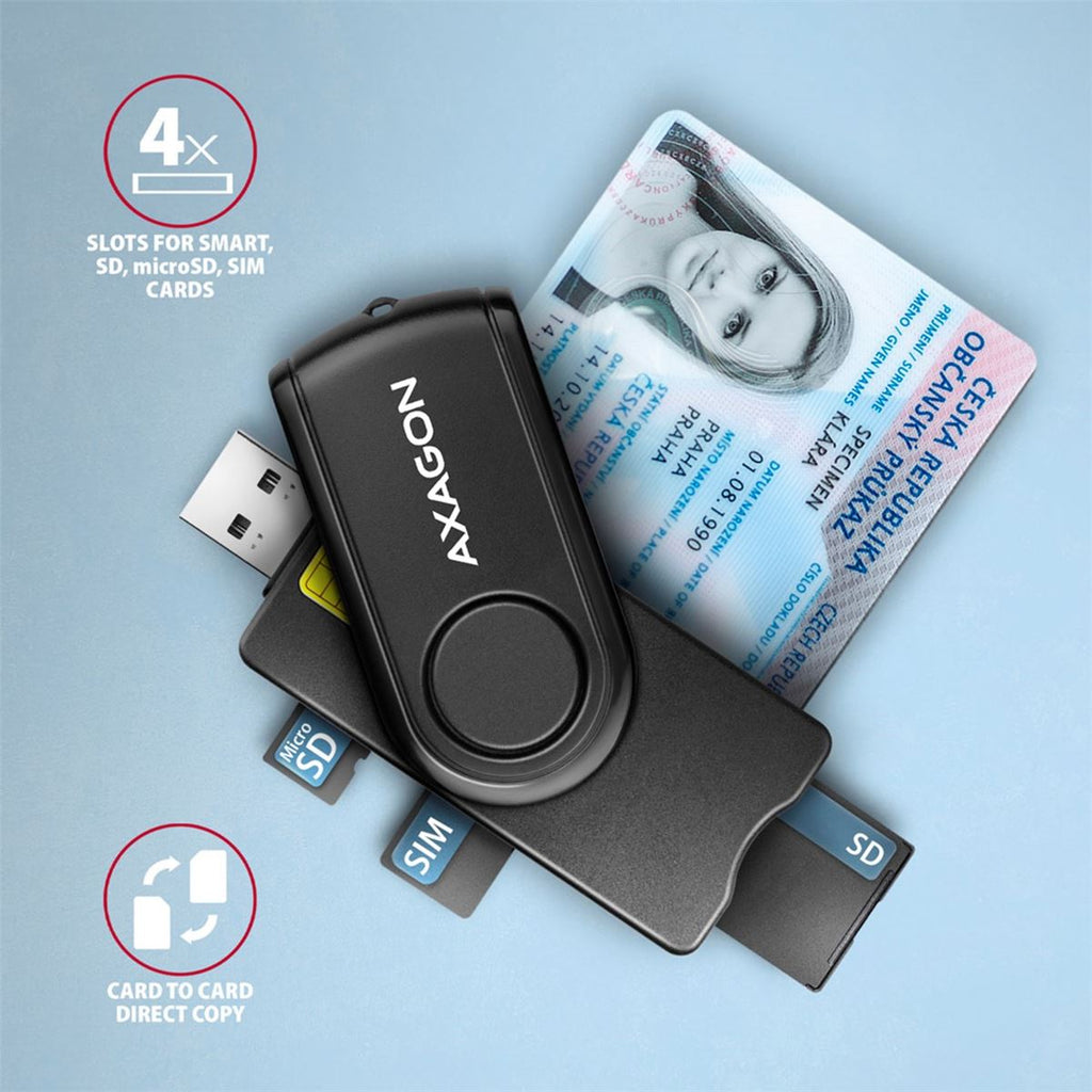 Čitač pametnih kartica AXAGON CRE-SMP2A USB 2.0 Pocket Reader