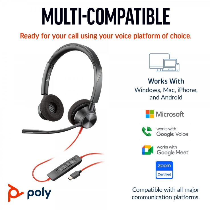 HP Poly Slušalice 3320 USB-C +USB-C/A Adapter 8X219AA