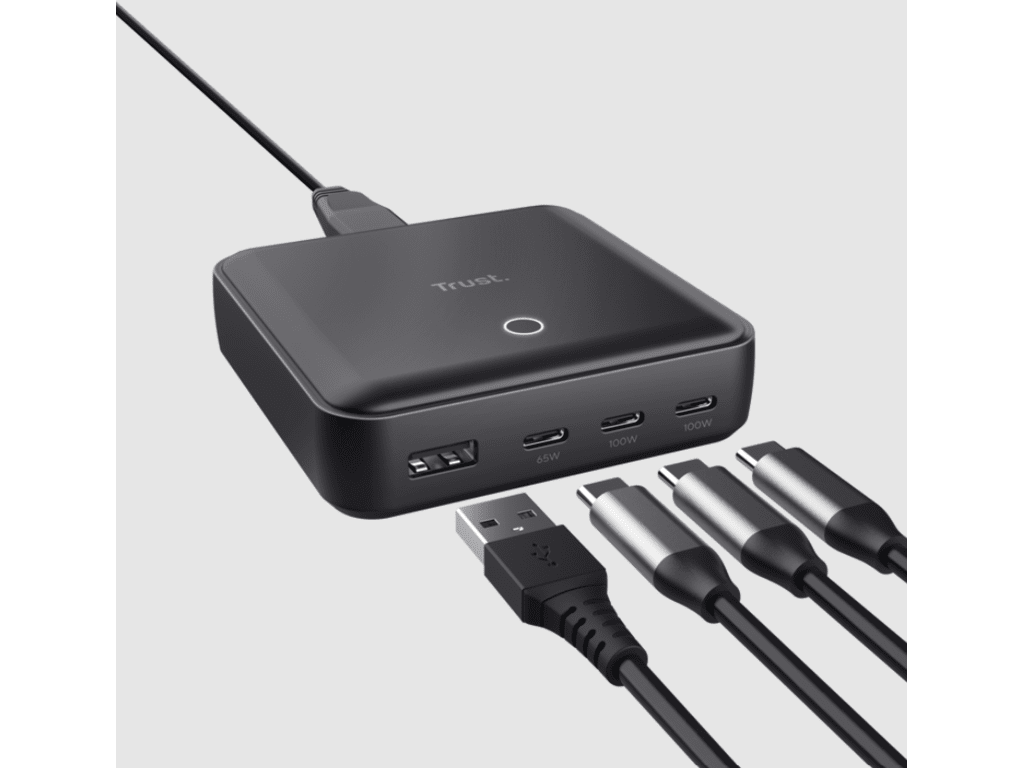 Trust Maxo 100W 4-port USB desktop punjač, 3 USB-C porta, 1 USB-A port