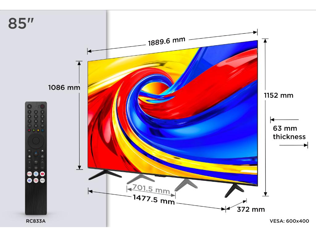 TCL 85"P7L 4K QLED Google TV