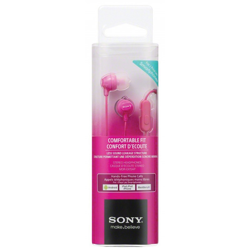 Sony slušalice EX-15 pink In-Ear, mikrofon