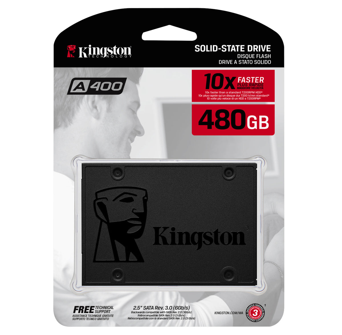 Kingston SSD A400 480GB up to 500MB/s Read and 450MB/s Write