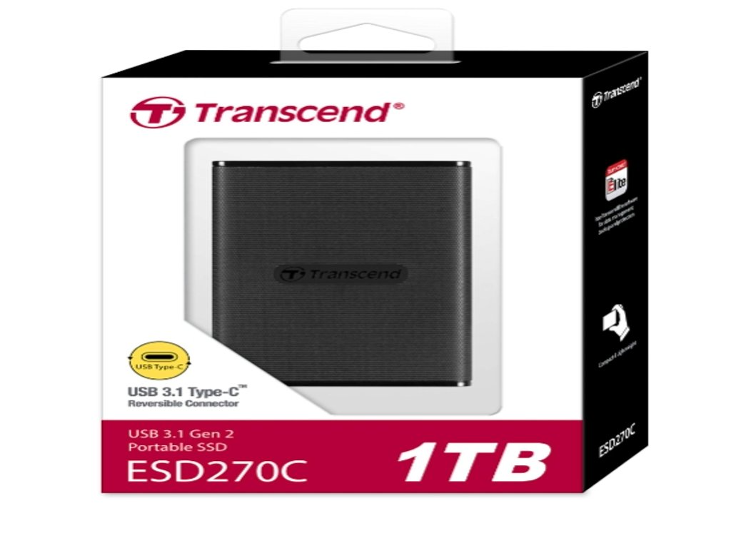 Transcend SSD 1TB Portable ESD270C,Type C,USB 3.1,Black