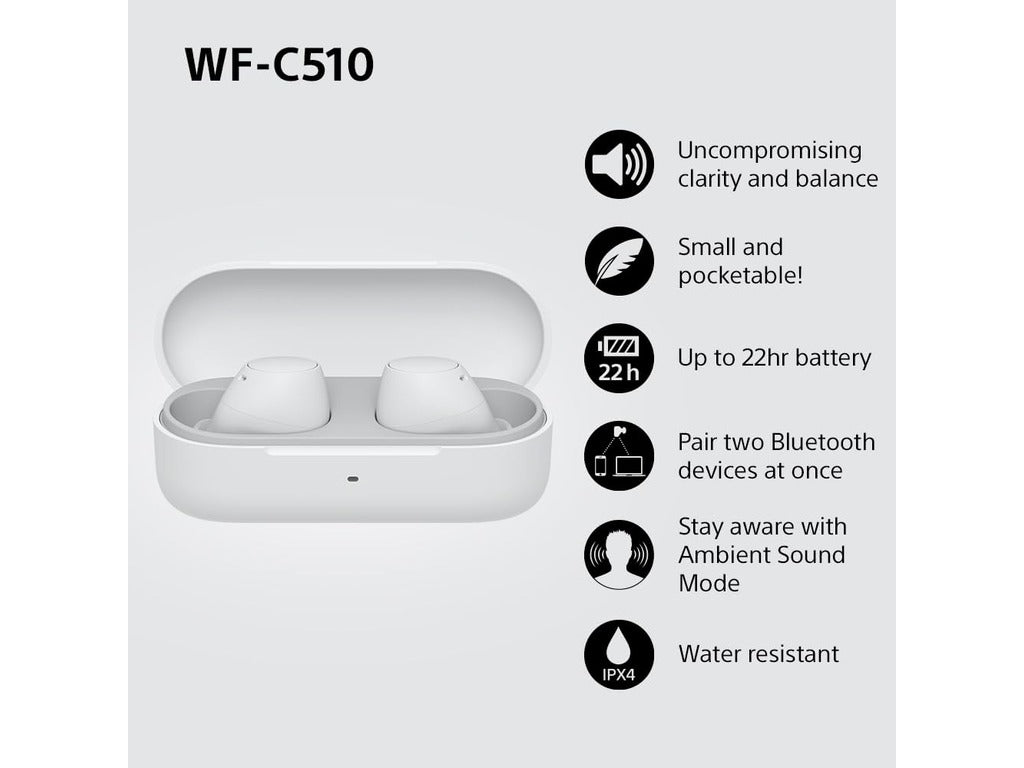 Sony bežične slušalice WF-C510 11 sati trajanja baterije, s još 11 sati u